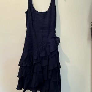 Ralph Lauren Midnight Blue Layered Linen Dress